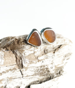 Sea glass stud earrings