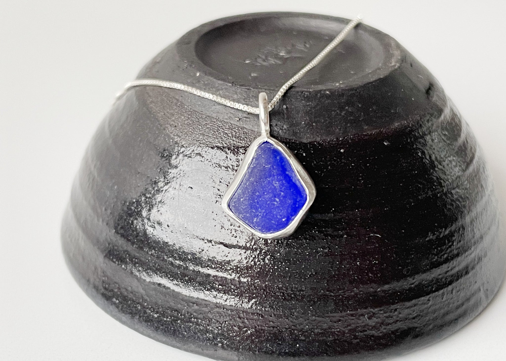 cobalt sea glass pendant necklace