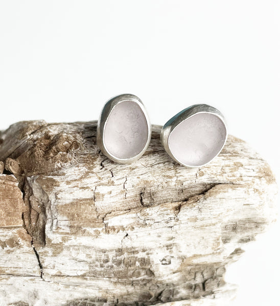 Sea glass stud earrings
