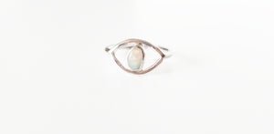 Opal evil eye ring, size 8.25