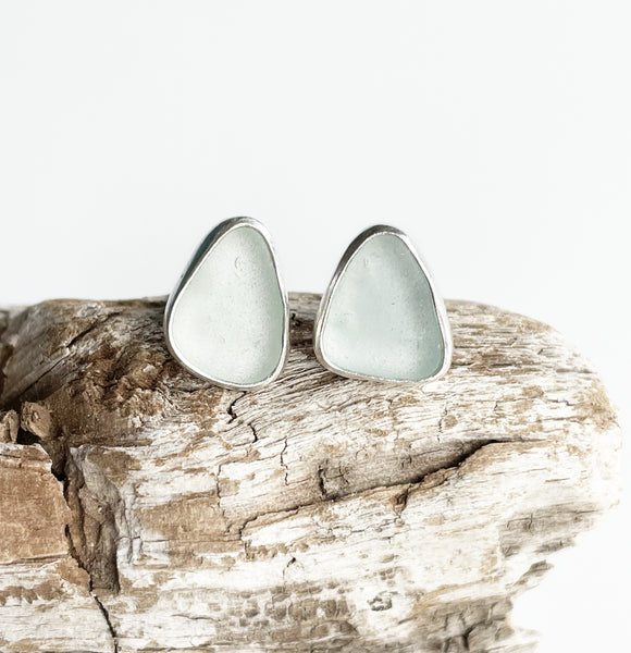 Sea glass stud earrings