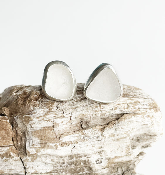 Sea glass stud earrings